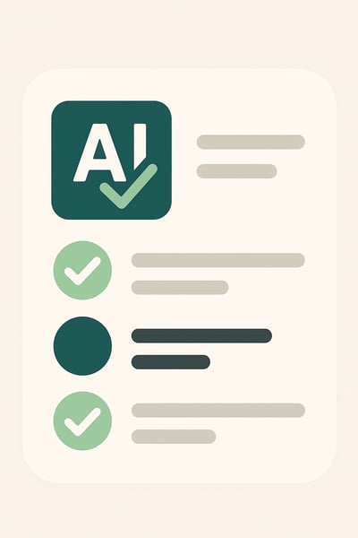 A vague Ai Checklist without using any text in the image Colour PalettePrimary ColoursGreen Ai  arrow 36A692Dark Green Se 005148Secondary ColoursCharc