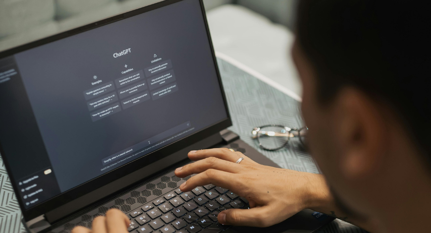 Man using ChatGPT for search